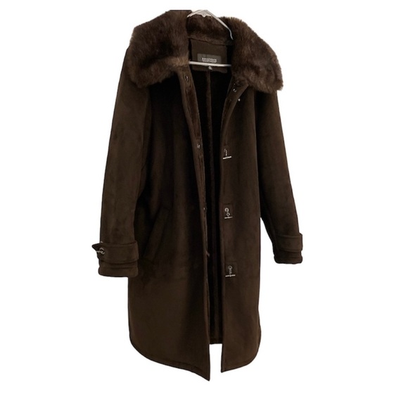 Vintage Donny Brook Suede Feel w/ Faux Fur Trim & Lining Woman’s Winter Coat 1X - Picture 2 of 11
